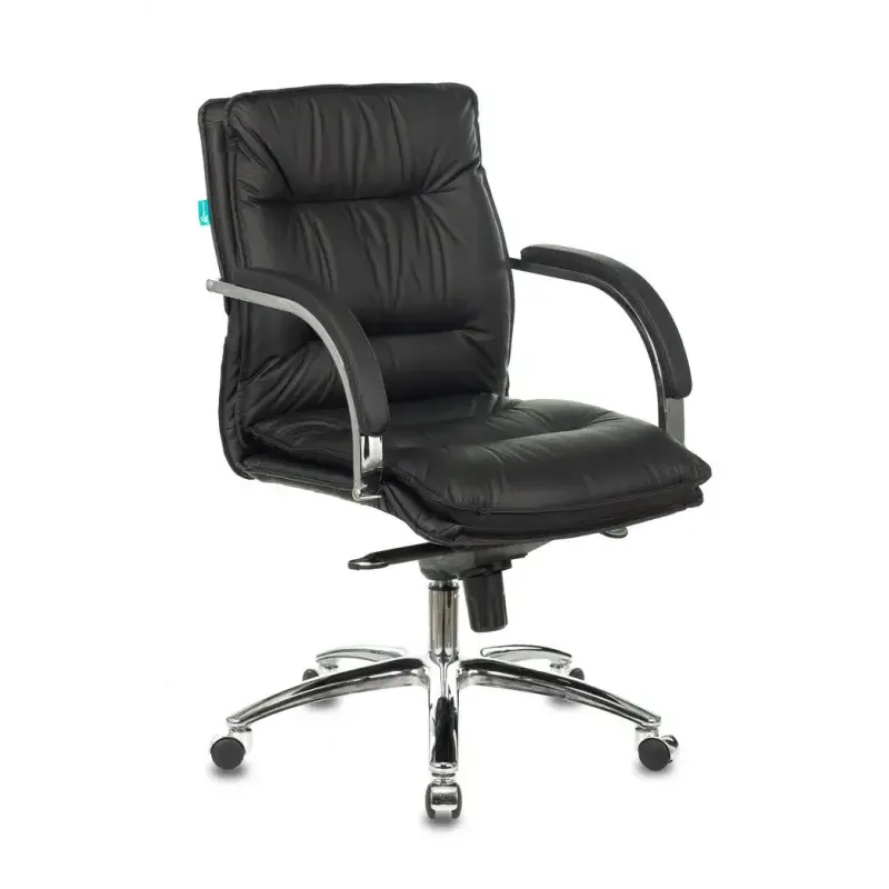 Кресло руководителя Бюрократ T-9927SL-LOW/BLACK низкая спинка черный кожа крестовина хром главное фото